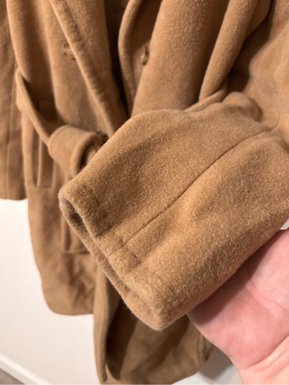 Vintage MaxMara Double Breasted Camel Belted Coat Size 2 - Picture 5 of 6